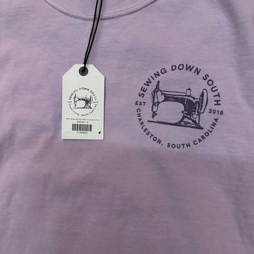 What's Wrong With My Sewing? Long Sleeve Tee, Orchid, S Sewing Down South NWT - Picture 2 of 6